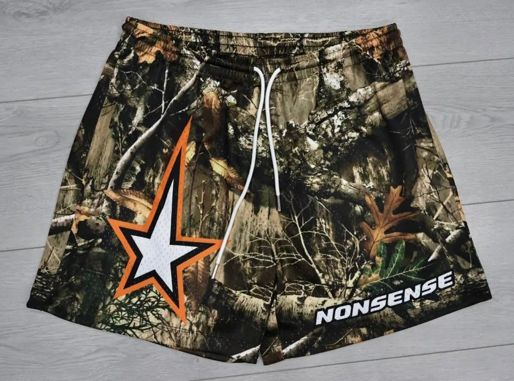 Mesh camo shorts